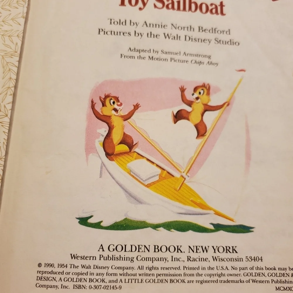 1990 VINTAGE Little Golden Book Walt Disney's Donald Duck's Toy Sailboat